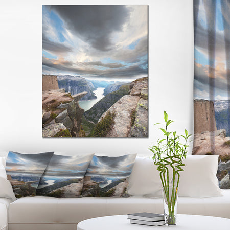 Norway Rocky Terrains under Clouds - Beach Canvas Wall Art