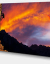 Climber on Sunset Background - Extra Large Landscape Canvas Art