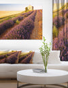 Chapel with Lavender and Grain Field - Large Flower Canvas Wall Art