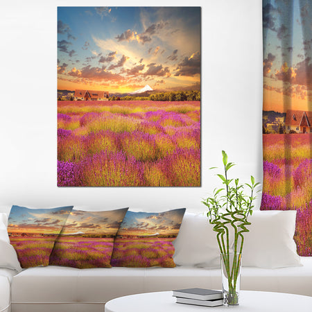 Majestic Lavender Field At Sunset - Large Floral Canvas Art Print