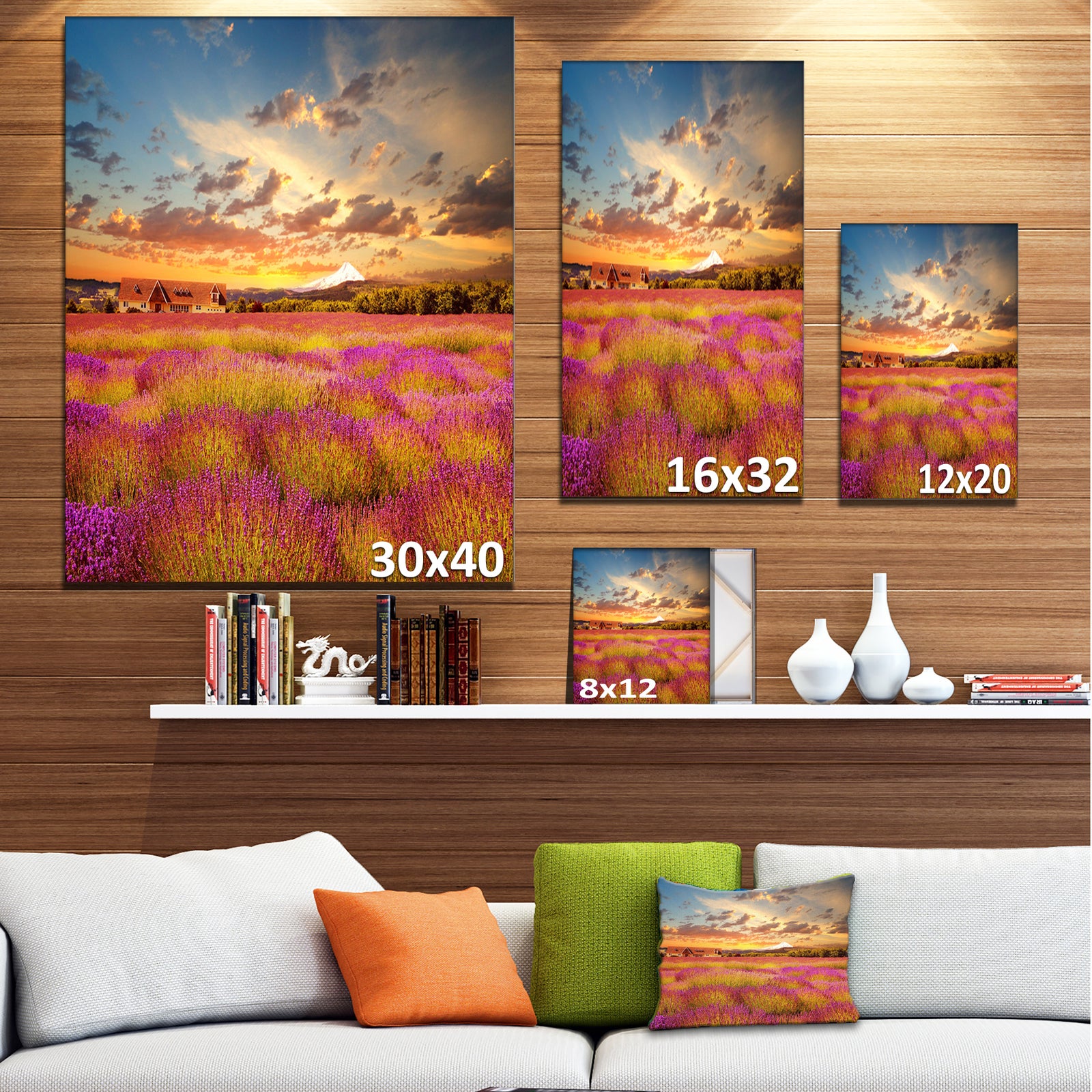 Majestic Lavender Field At Sunset - Large Floral Canvas Art Print