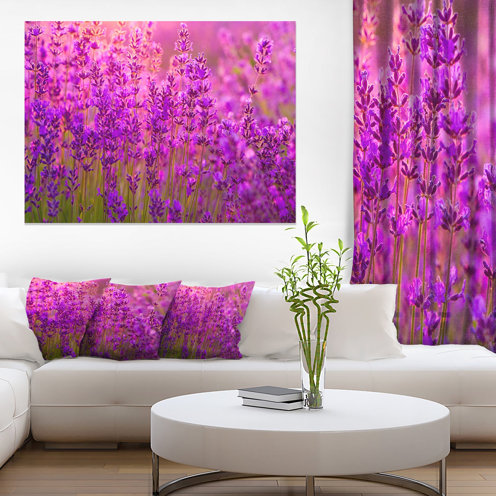 Bright Purple Lavender Field Tihany - Large Floral Canvas Art Print