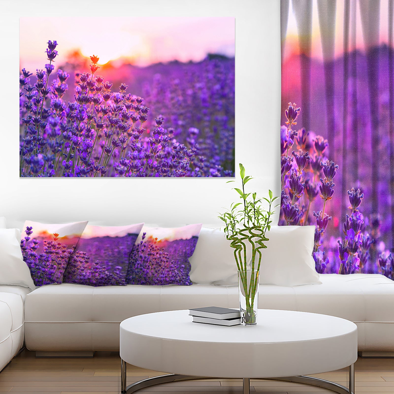 Summer Sunset over Lavender Field - Large Floral Canvas Art Print