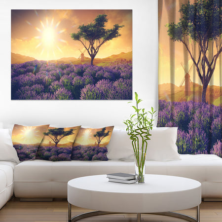 Lavender Field with Solitary Tree - Extra Large Landscape Canvas Art