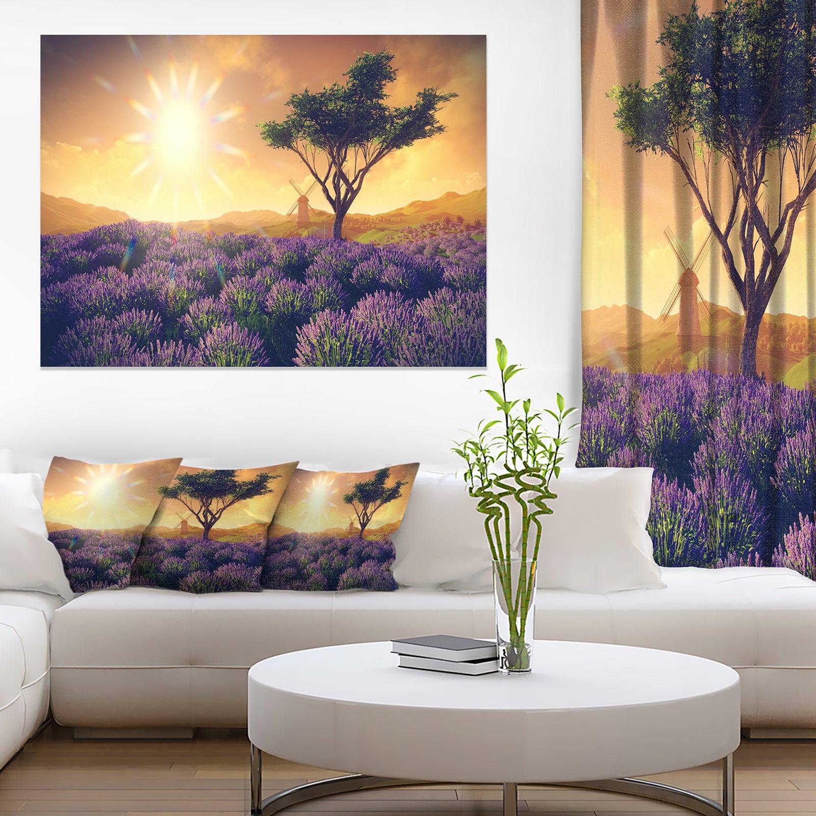 Lavender Field with Solitary Tree - Extra Large Landscape Canvas Art