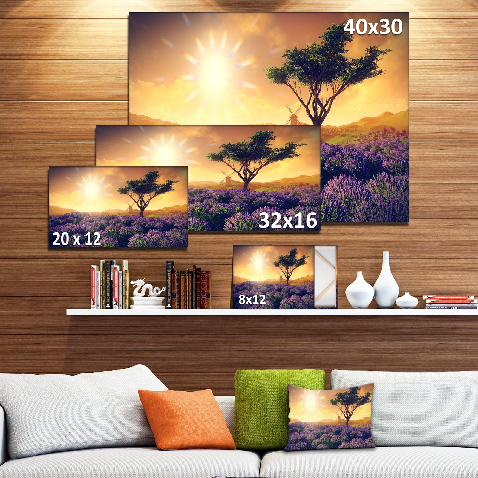 Lavender Field with Solitary Tree - Extra Large Landscape Canvas Art