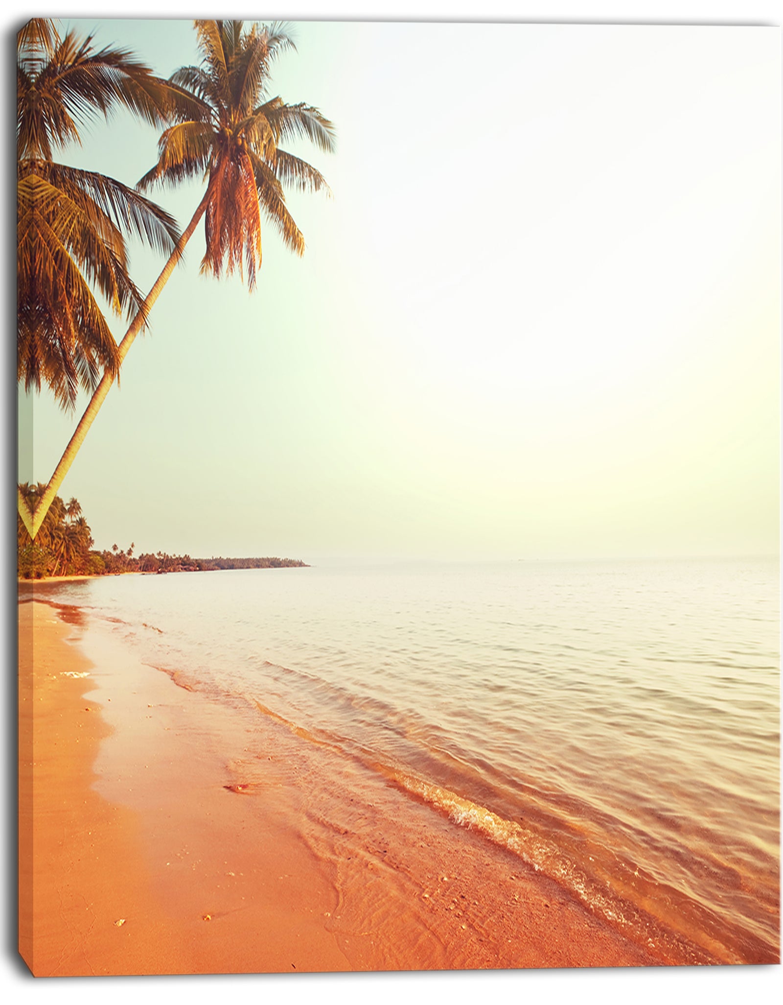 Serene Beach with Huge Palm Trees - Beach Canvas Wall Art