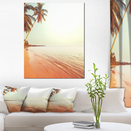 Serene Beach with Huge Palm Trees - Beach Canvas Wall Art