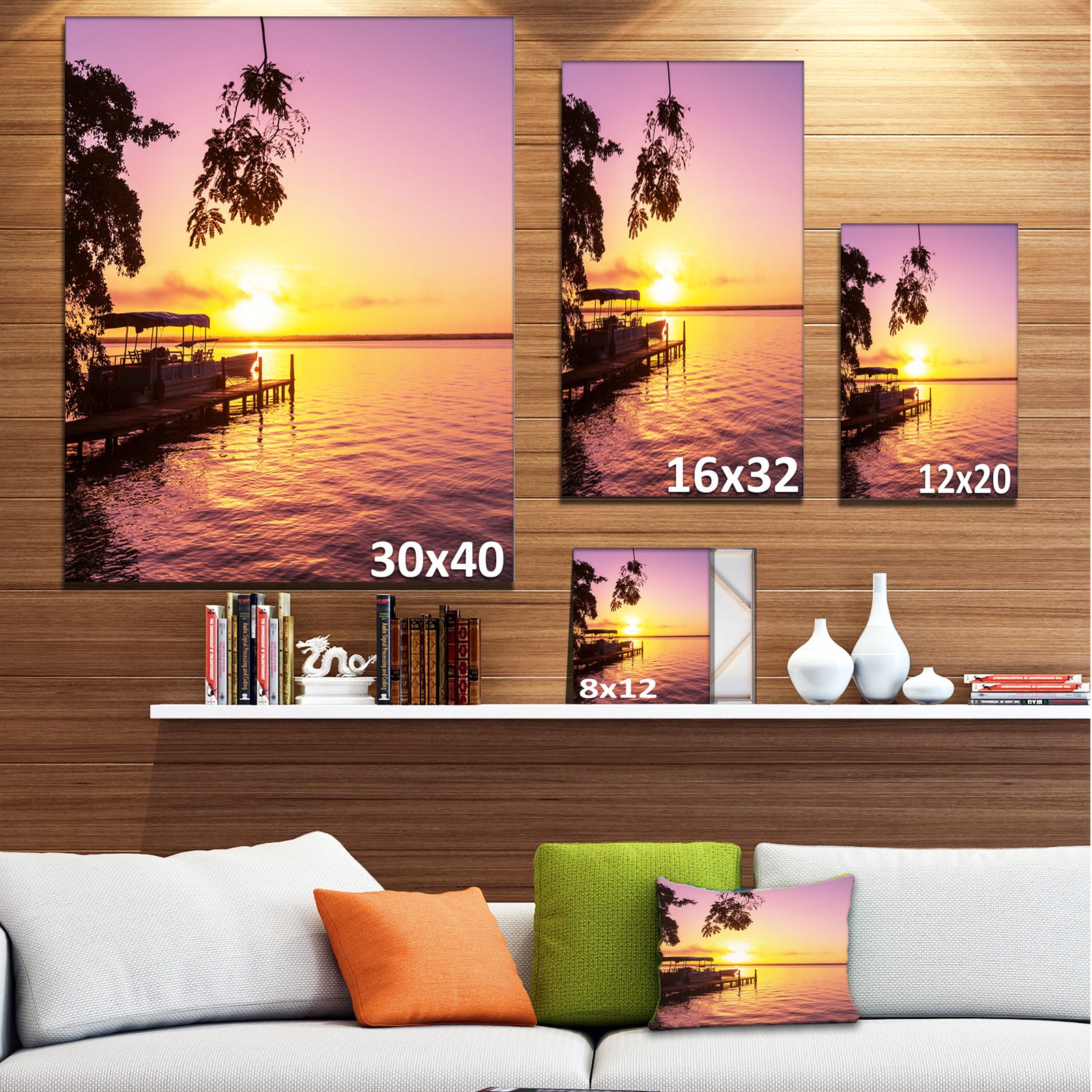 Tropical Beach with Fantastic Sunset - Extra Large Landscape Canvas Art