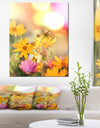 Blooming Yellow and Pink Flowers - Floral Artwork on Canvas