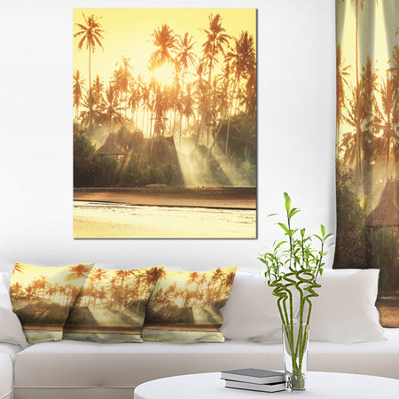 Bamboo Huts on Tropical Island - Landscape Art Print Canvas