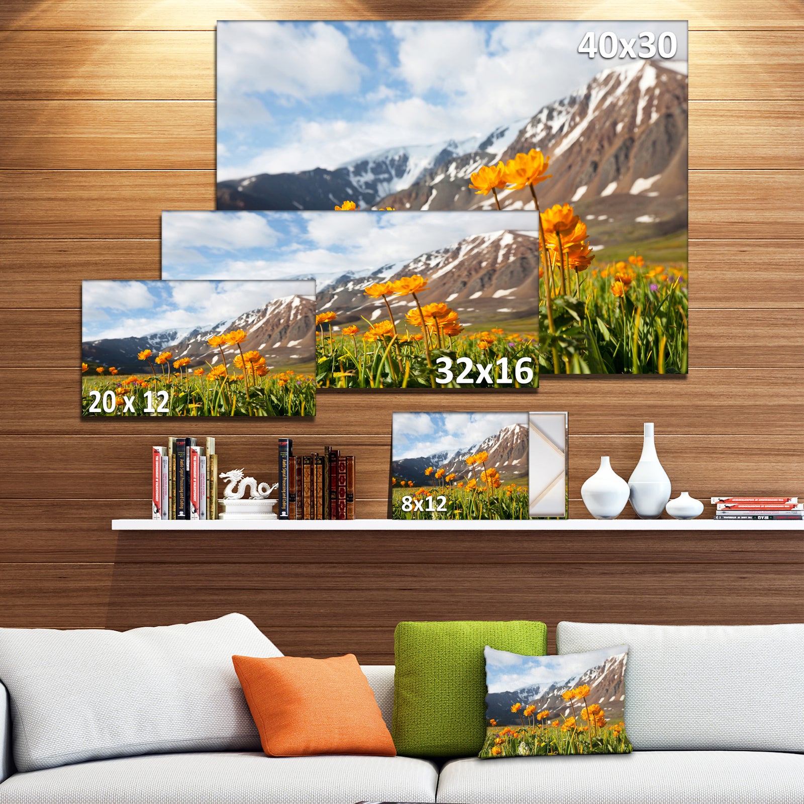 Mountain Meadow with Yellow Flowers - Large Flower Wall Artwork