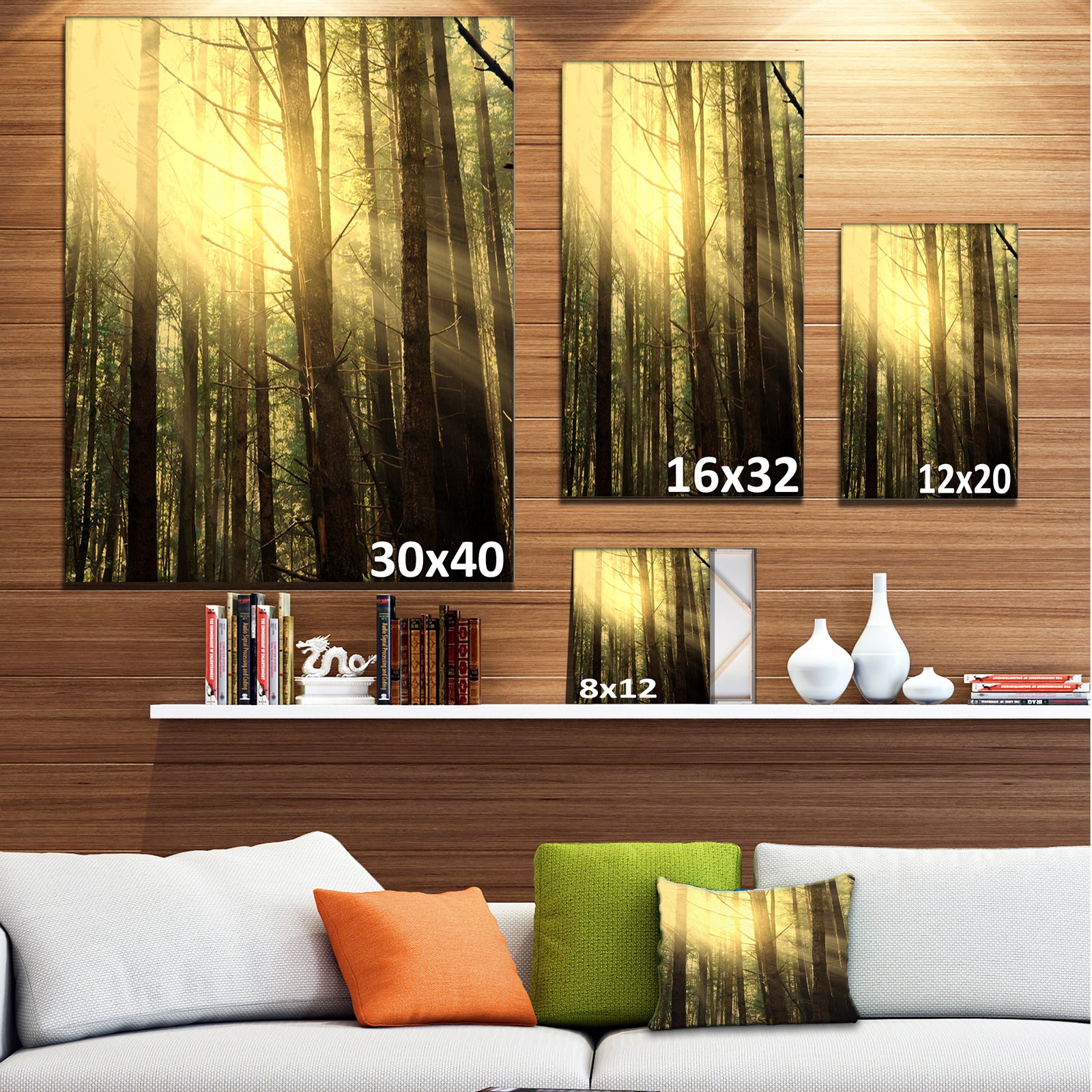 Dense Green Sunny Forest - Landscape Art Print Canvas