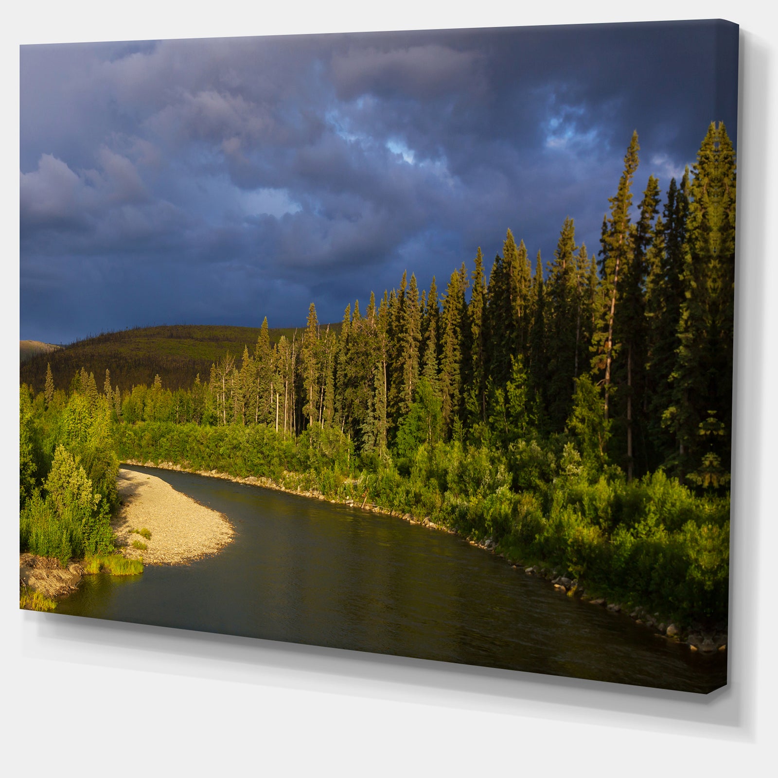Lake on Alaska under Clouds - Landscape Art Print Canvas