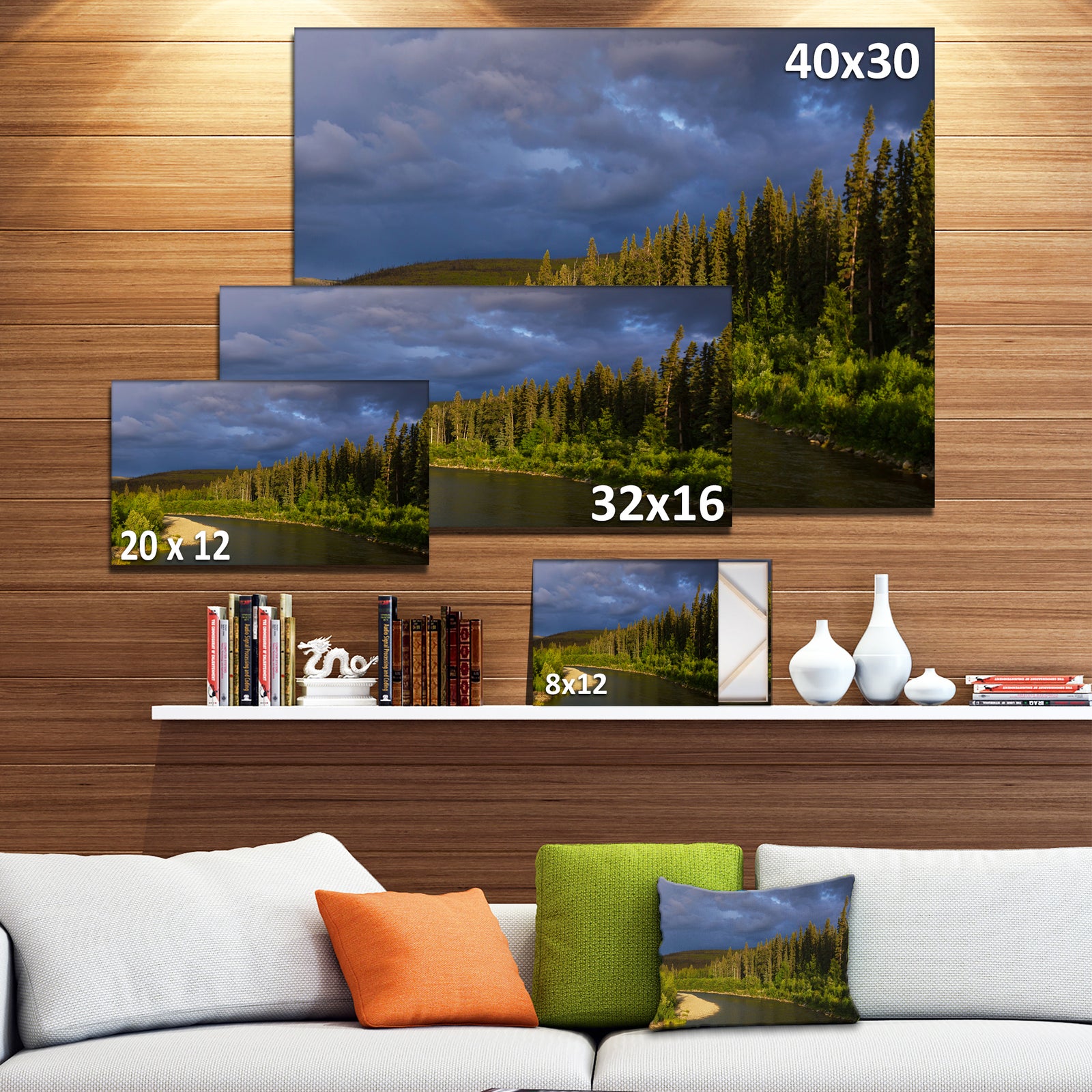 Lake on Alaska under Clouds - Landscape Art Print Canvas