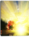 Flower Against Bright Yellow Sunset - Modern Flower Canvas Art Print