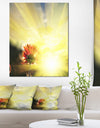 Flower Against Bright Yellow Sunset - Modern Flower Canvas Art Print