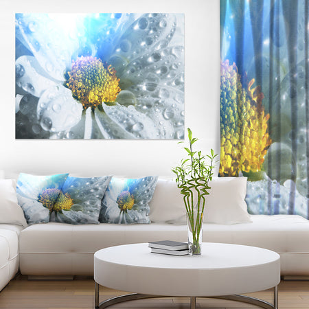 Large White Flower with Raindrops - Modern Flower Canvas Art Print