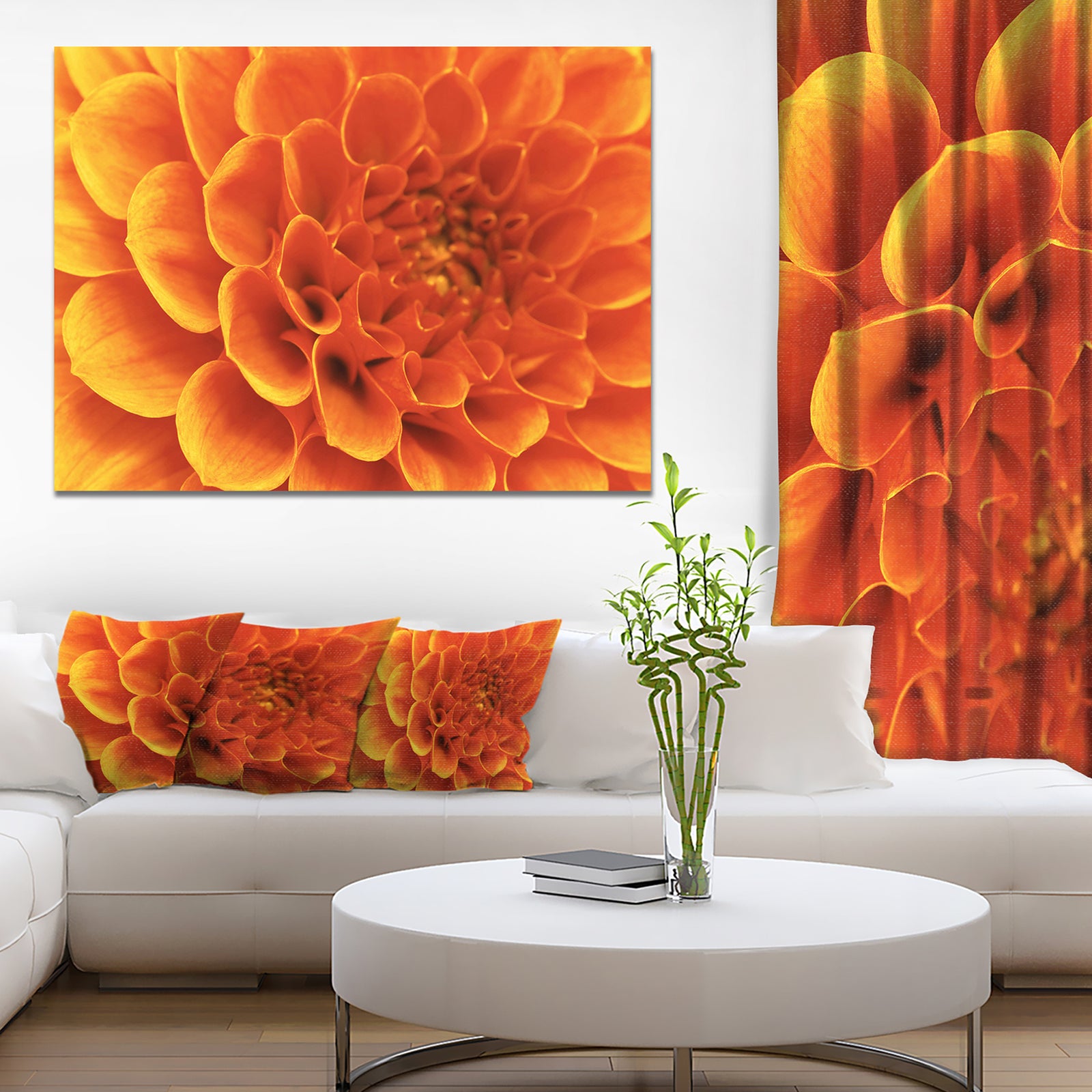 Large Orange Flower and Petals - Floral Canvas Art Print