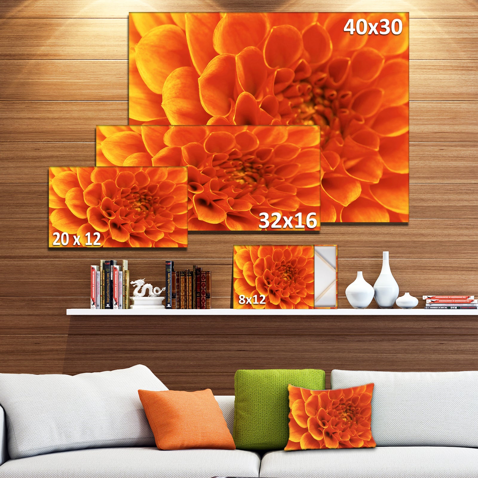 Large Orange Flower and Petals - Floral Canvas Art Print