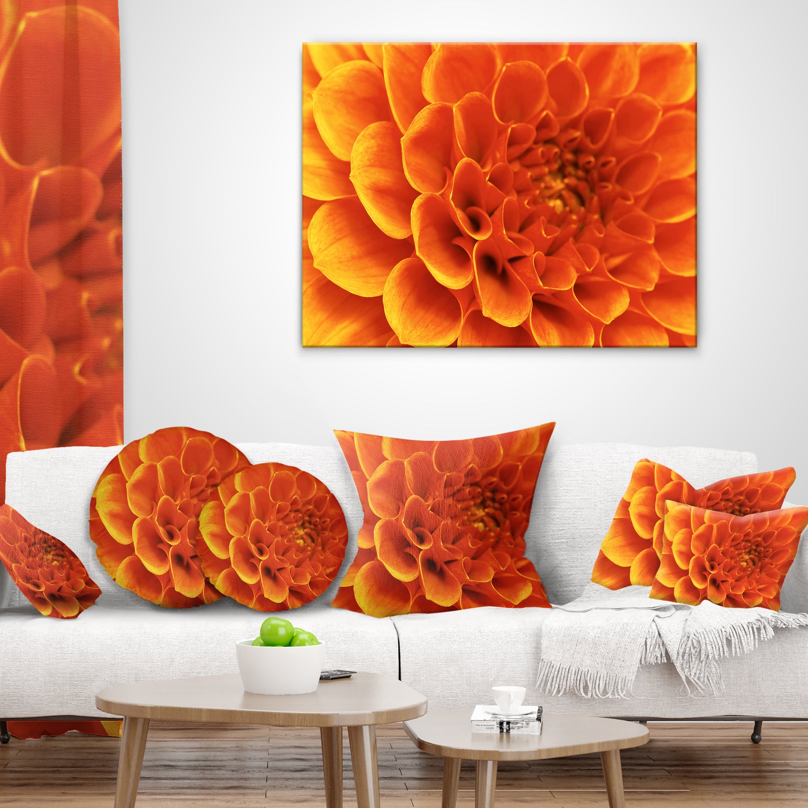 Large Orange Flower and Petals - Floral Canvas Art Print