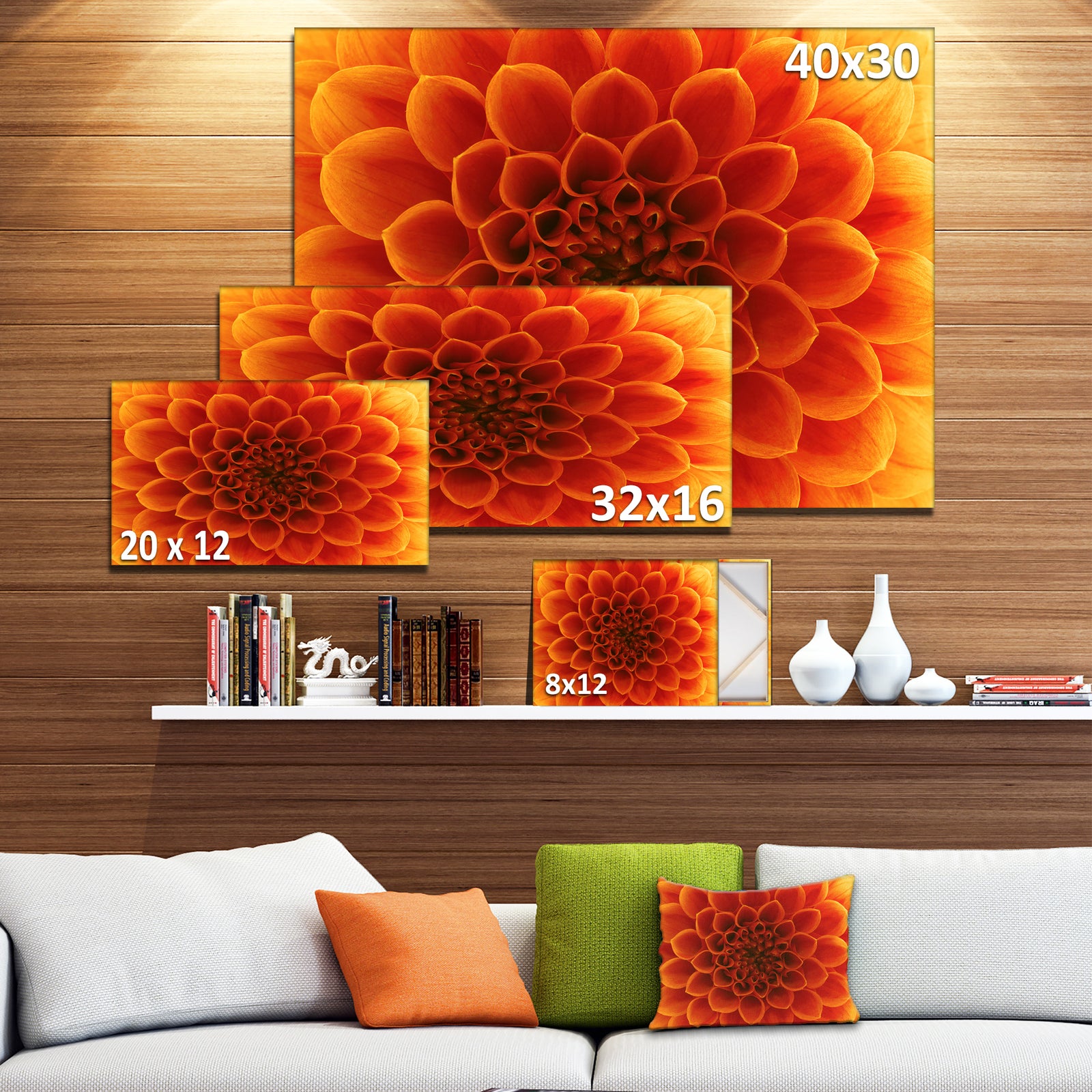 Large Dark Yellow Flower and Petals - Modern Floral Canvas Wall Art