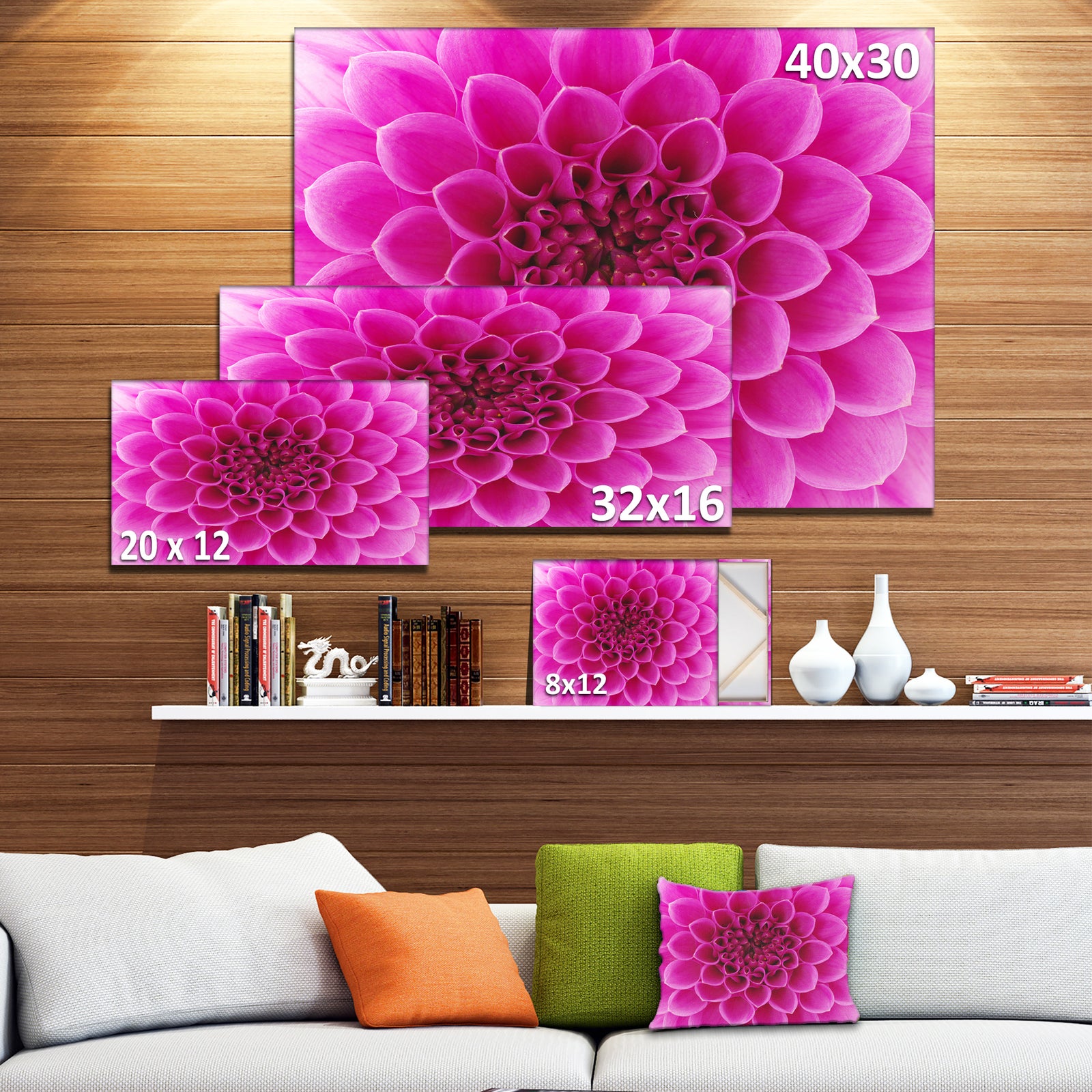 Large Pink Flower and Petals - Modern Floral Canvas Wall Art