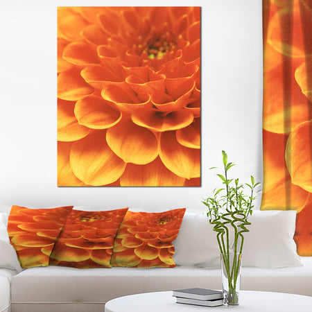 Dark Abstract Yellow Flower Petals - Modern Floral Canvas Wall Art