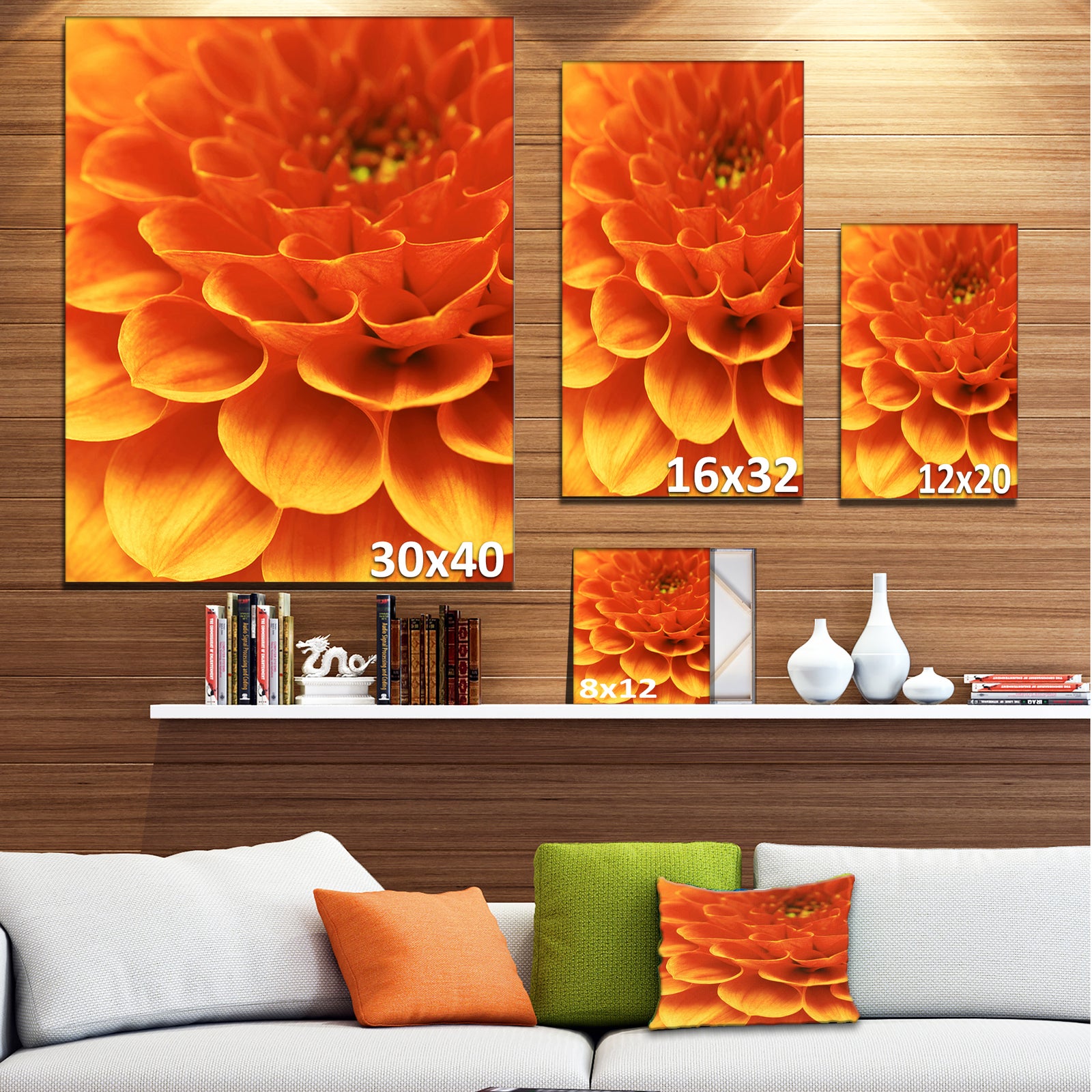 Dark Abstract Yellow Flower Petals - Modern Floral Canvas Wall Art