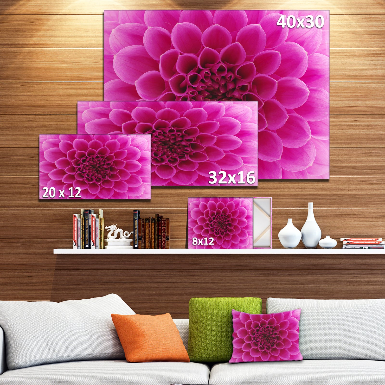 Dark Pink Abstract Flower Petals - Modern Floral Canvas Wall Art