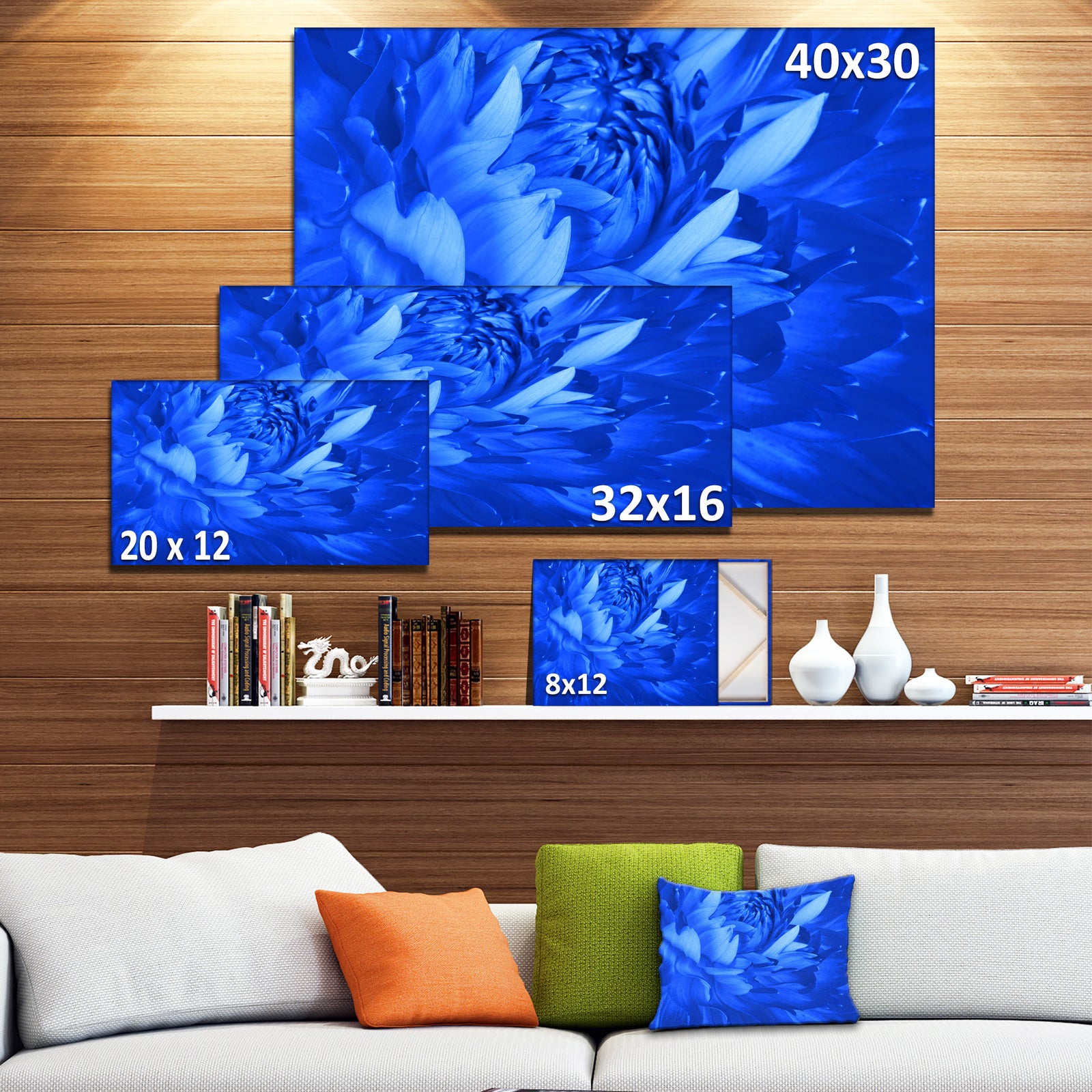 Bright Blue Flower Petals - Modern Floral Canvas Wall Art