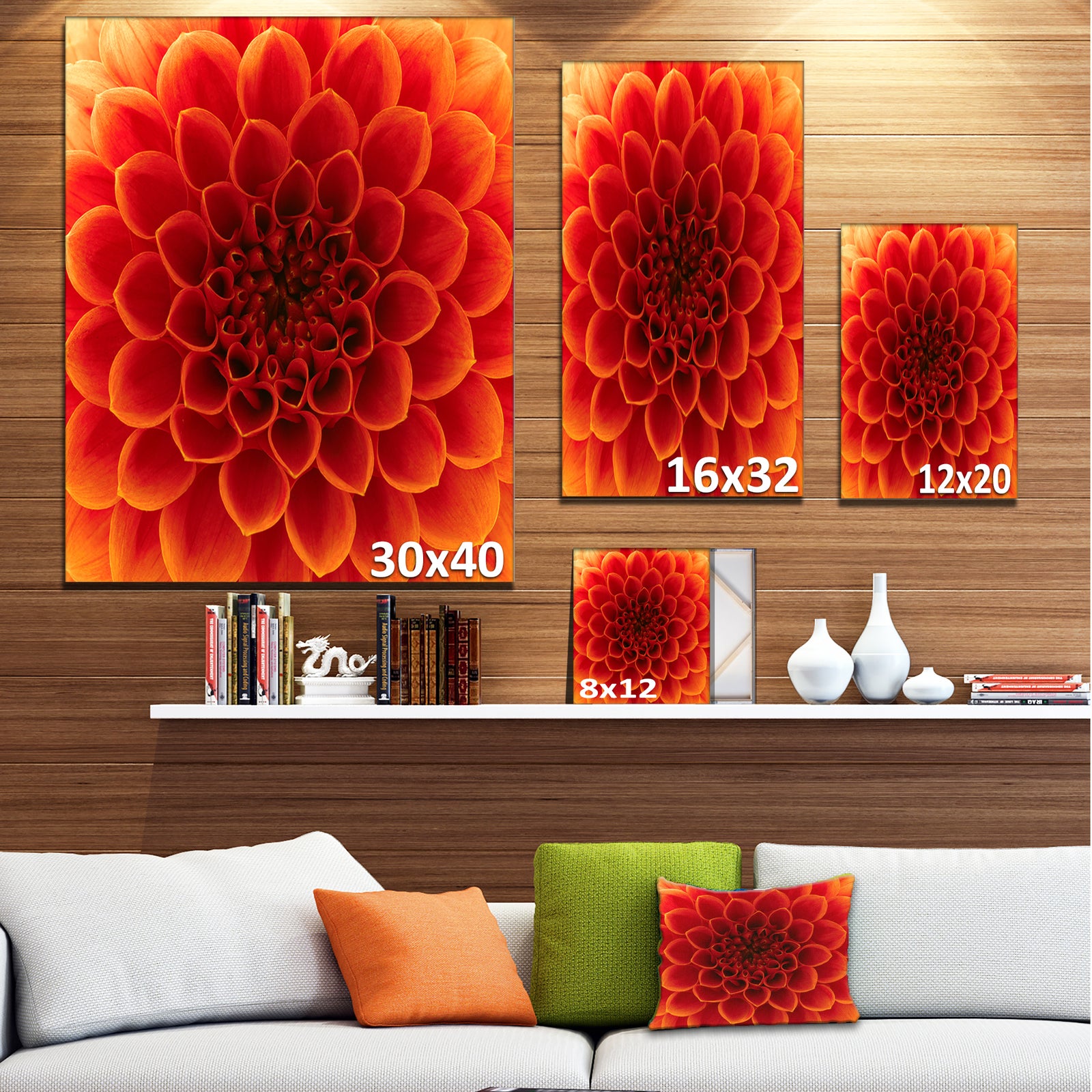 Close-Up Orange Flower Petals - Extra Large Floral Canvas Art