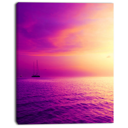 Purple Sea in Maldives At Sunset - Large Seashore Canvas Print