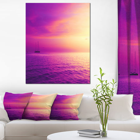 Purple Sea in Maldives At Sunset - Large Seashore Canvas Print