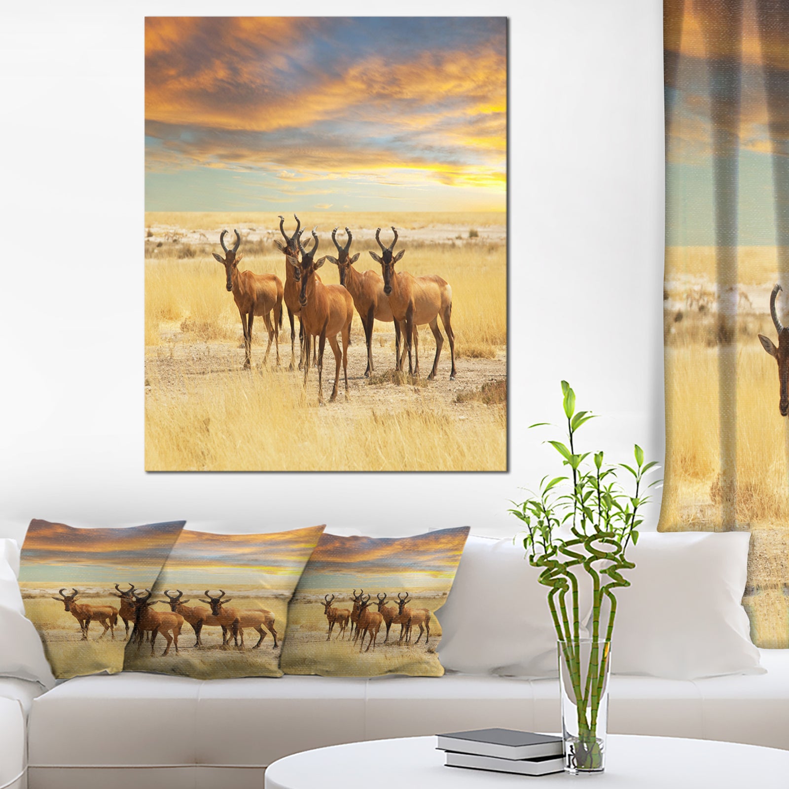 Herd of Antelope in Grassland - Extra Large African Art Print