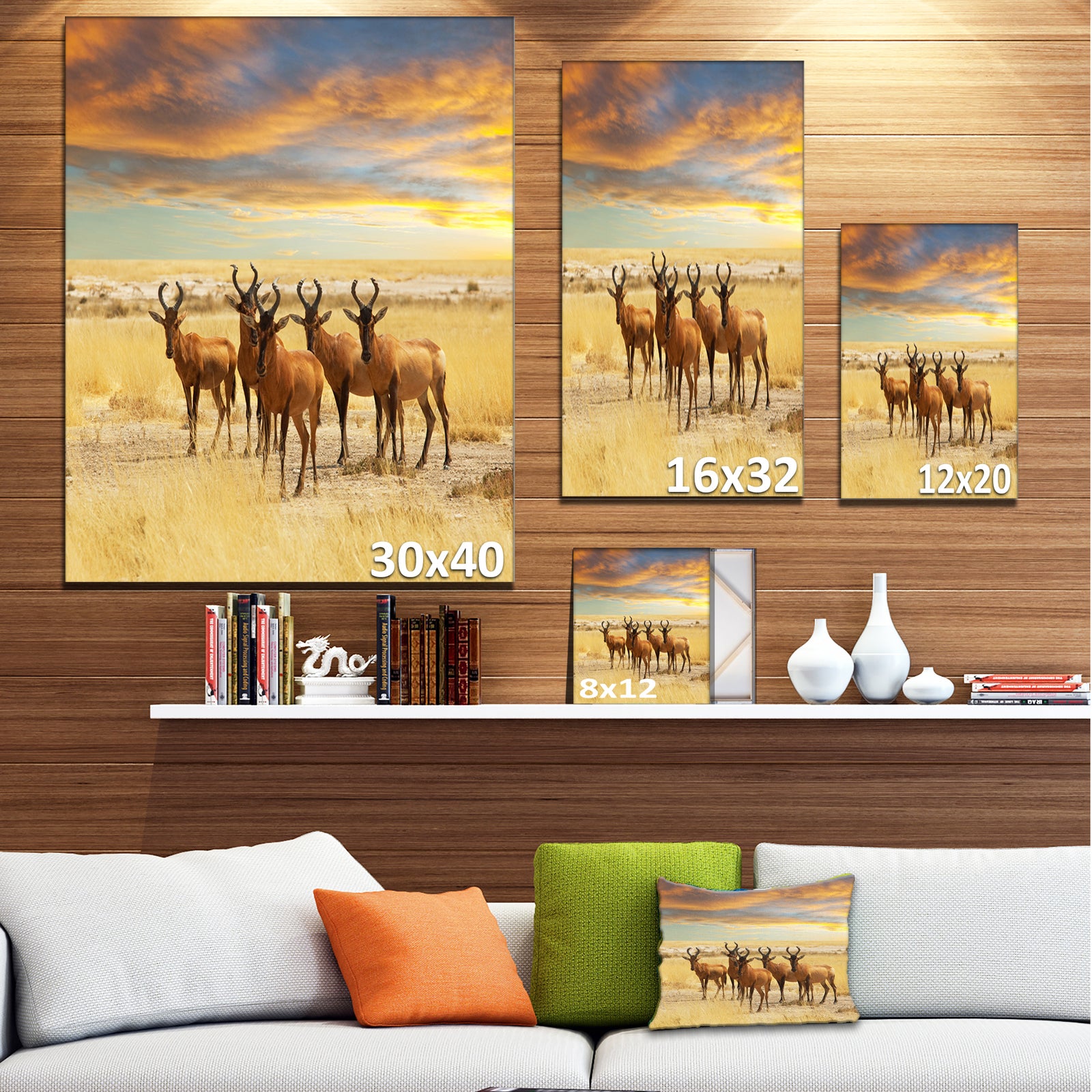 Herd of Antelope in Grassland - Extra Large African Art Print