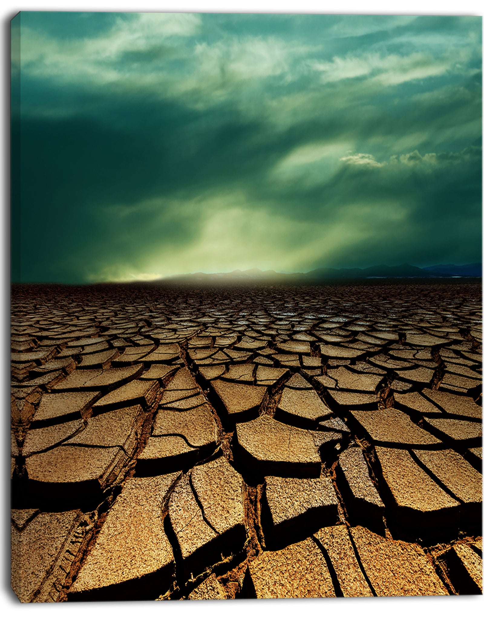 Drought Land under Dramatic Blue Sky - African Landscape Print Wall Art