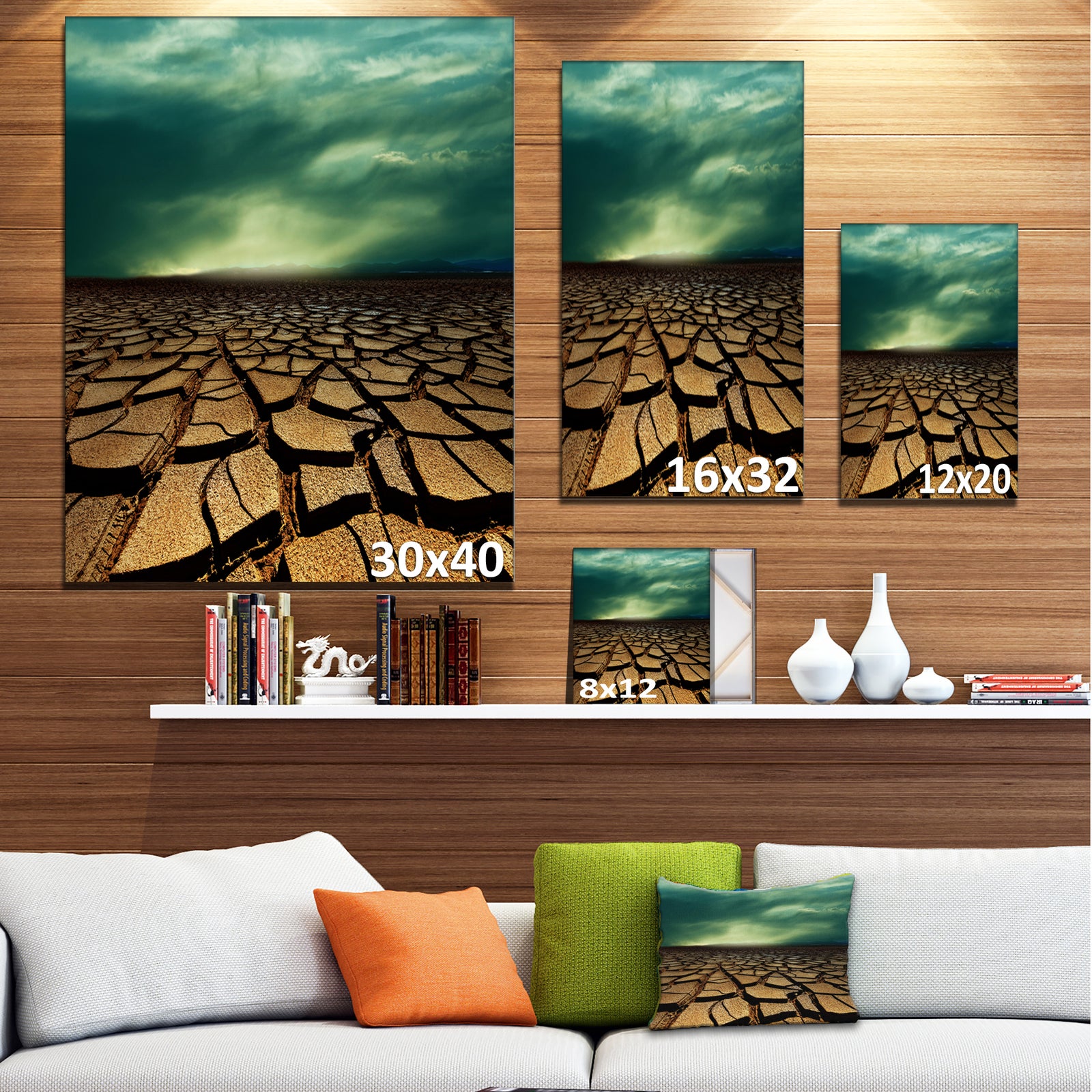 Drought Land under Dramatic Blue Sky - African Landscape Print Wall Art