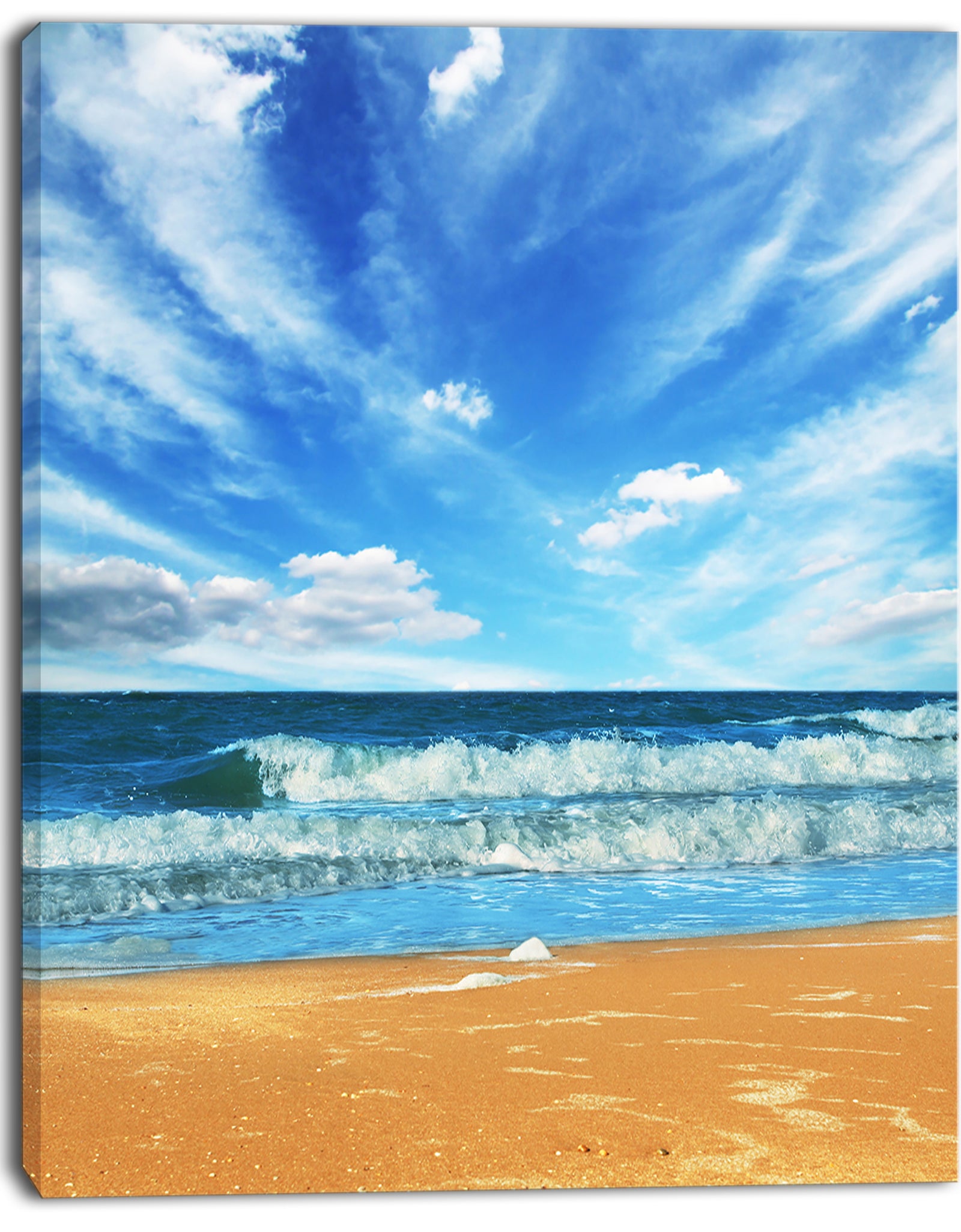 Bright Blue Waters and Sky in Beach - Large Seashore Canvas Print