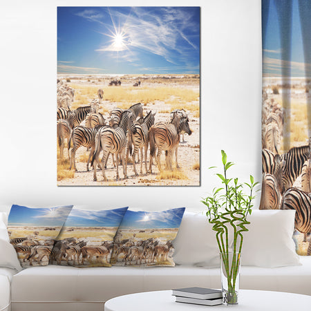 Beautiful Herd of Zebra on Bright Day - African Wall Art Print