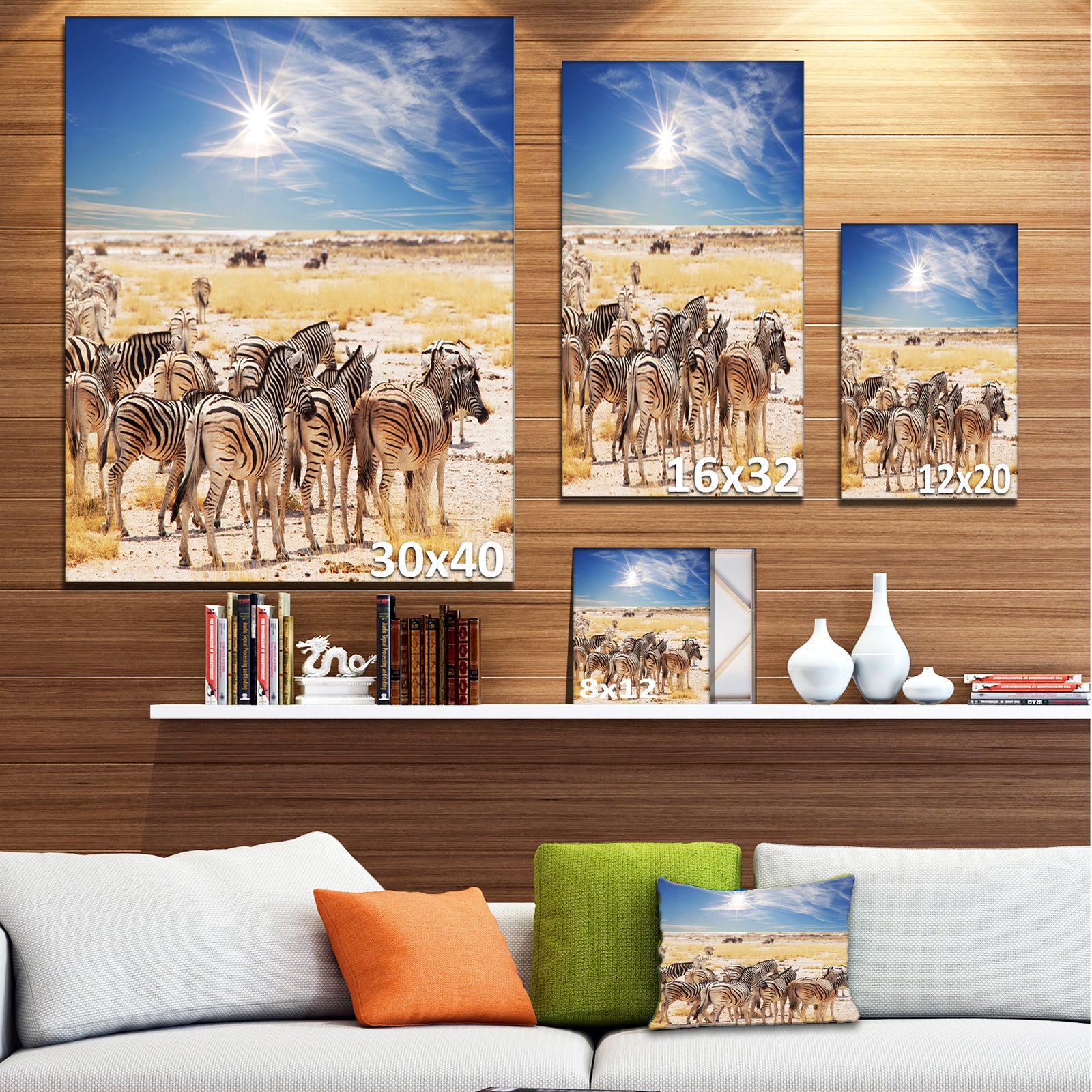 Beautiful Herd of Zebra on Bright Day - African Wall Art Print