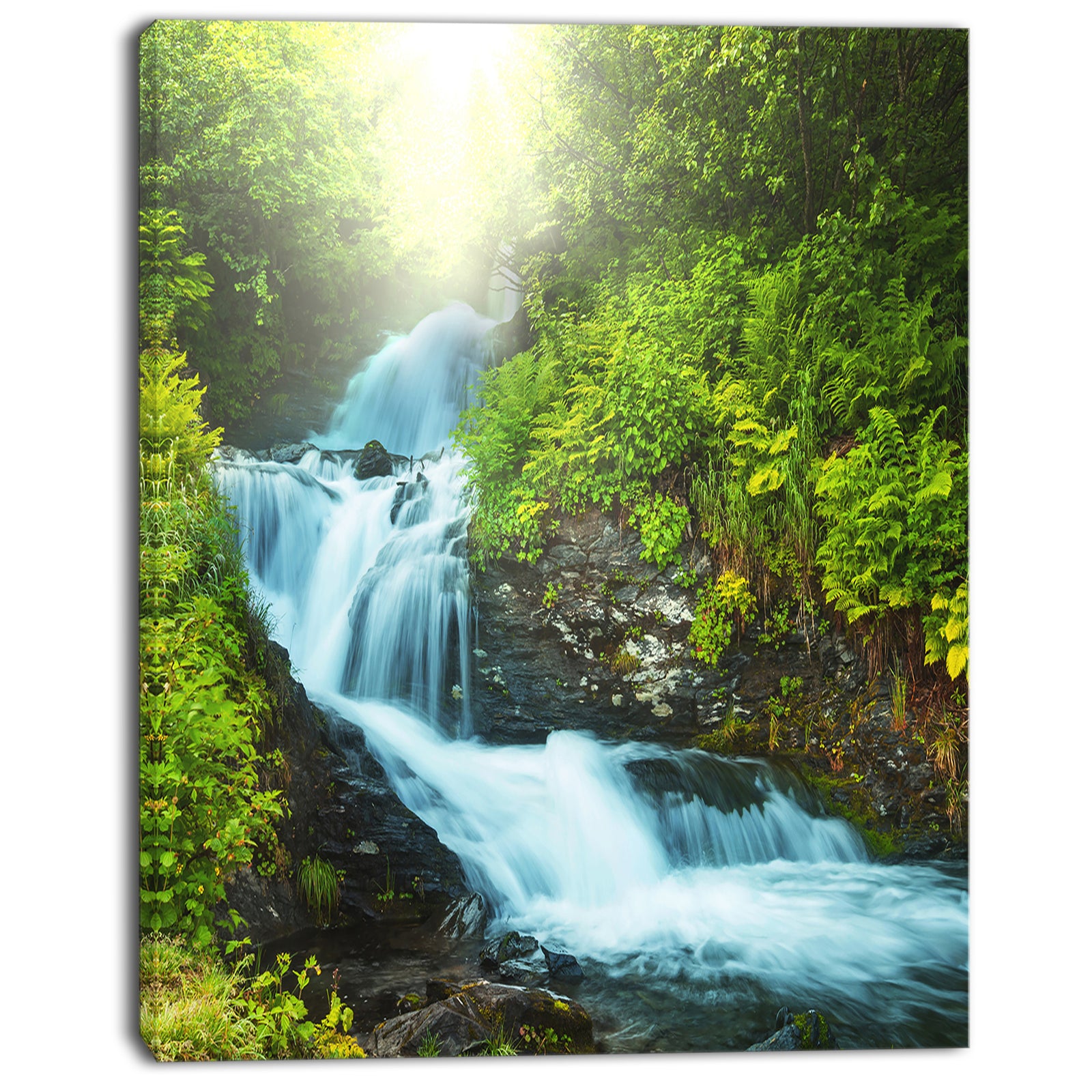 Wonderful Creek in Green Forest - Oversized Landscape Canvas Art