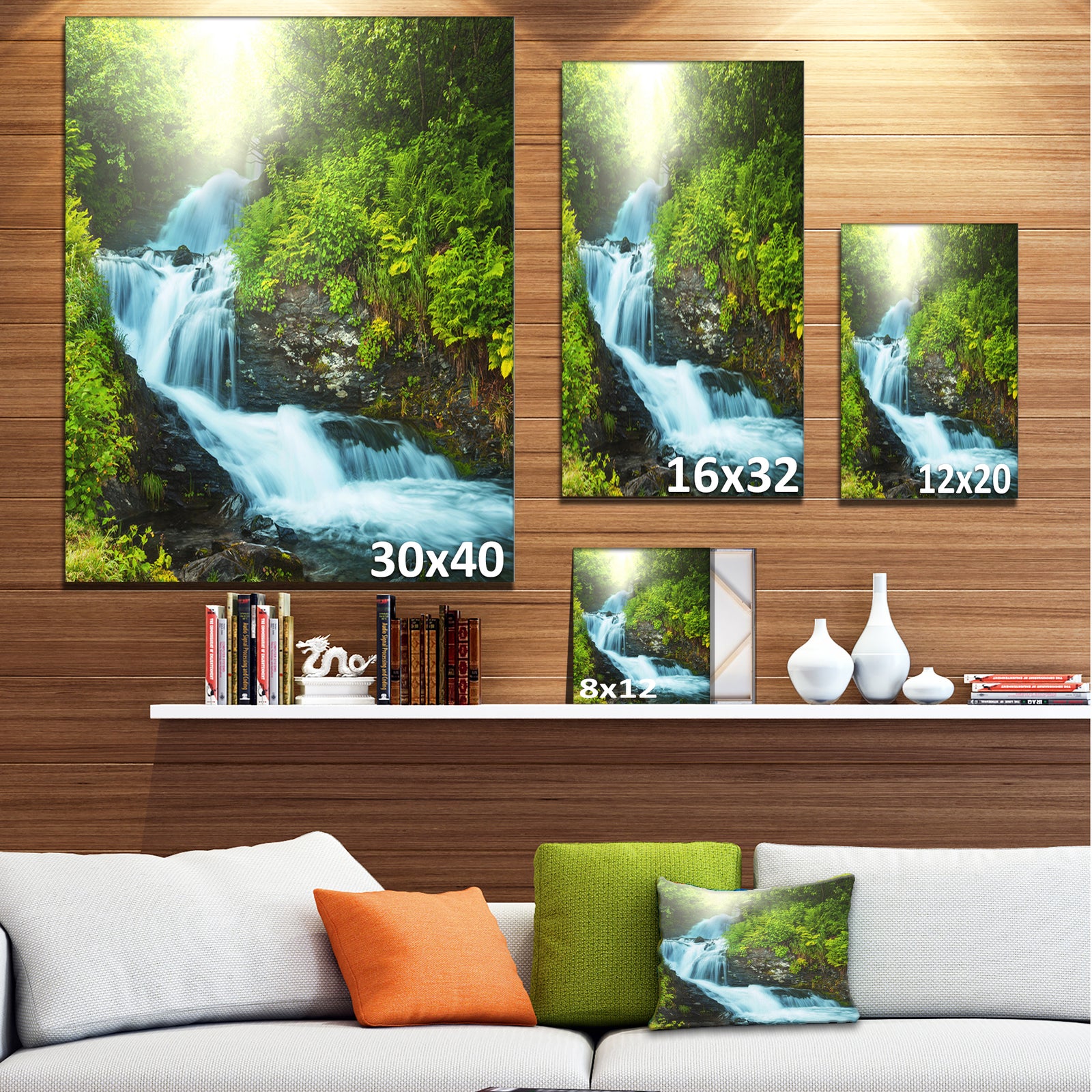 Wonderful Creek in Green Forest - Oversized Landscape Canvas Art