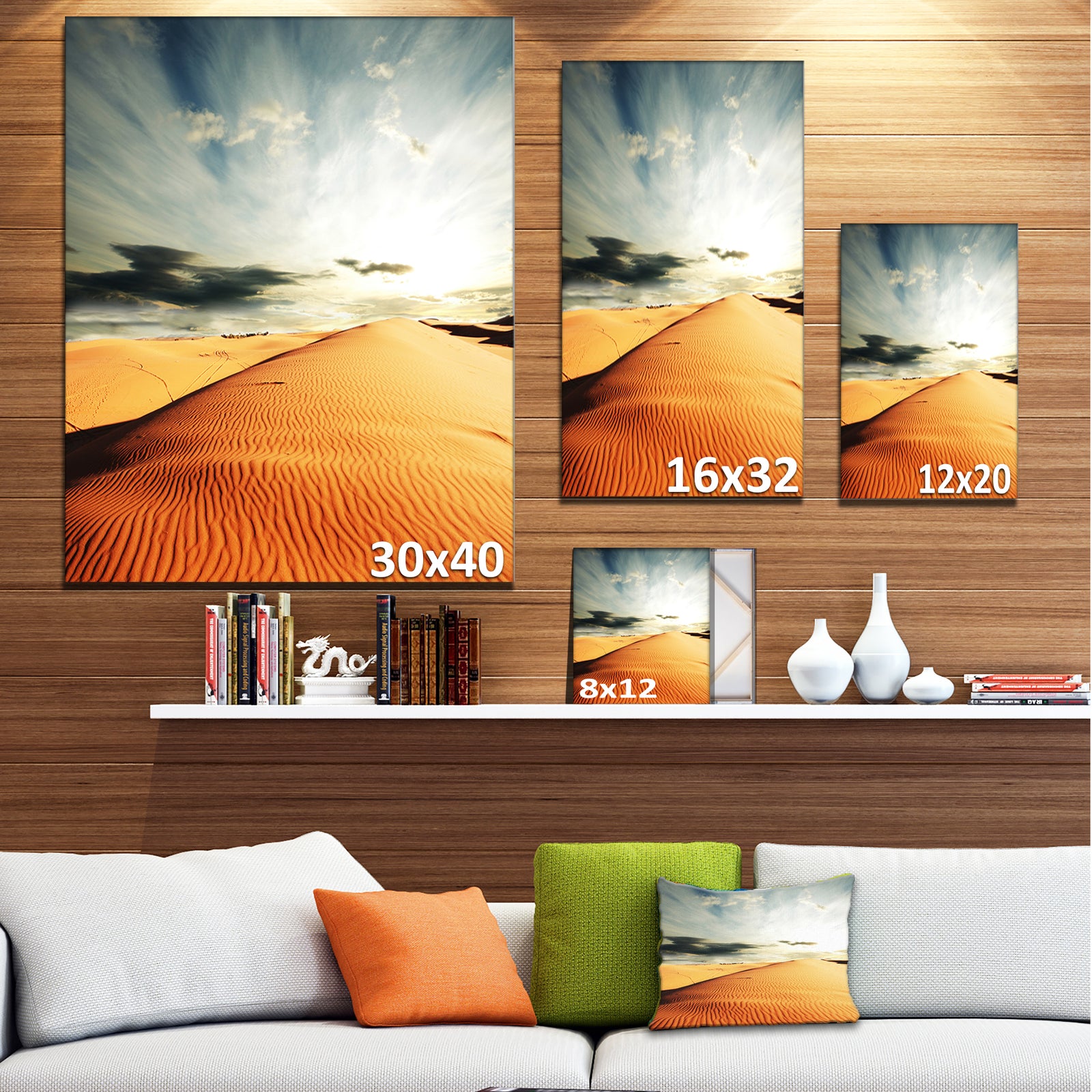 Sahara Desert and Cloudy Sky - Oversized Landscape Canvas Art