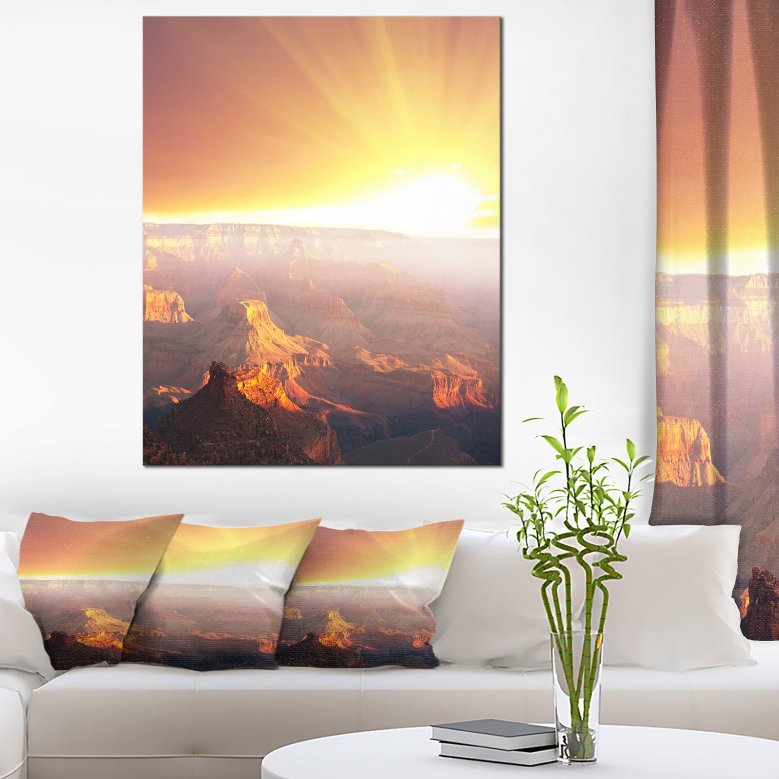 Grand Canyon with Bright Sunset - Oversized Landscape Canvas Art