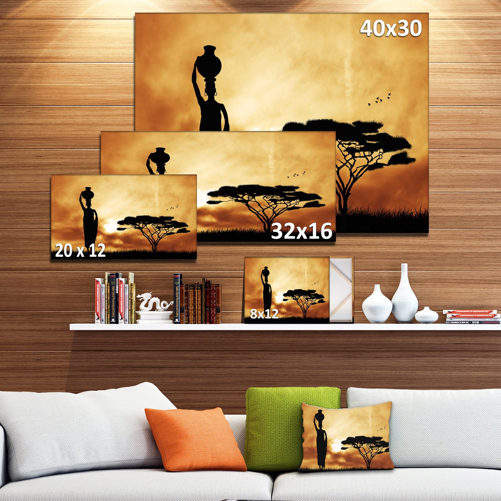 African Woman and Lonely Tree - African Landscape Canvas Art Print
