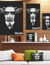 Funny Cow in Suit with Glasses - Animal Canvas Art Print