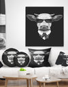 Funny Cow in Suit with Glasses - Animal Canvas Art Print