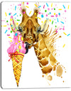 Giraffe Eating Ice Cream Watercolor - Contemporary Animal Art Canvas