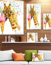 Giraffe Eating Ice Cream Watercolor - Contemporary Animal Art Canvas